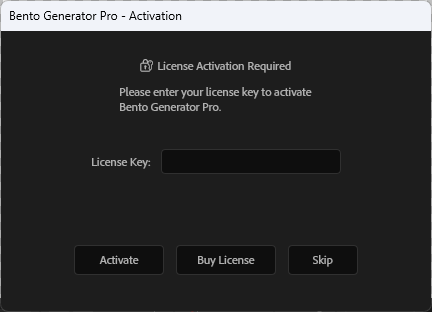 Activation Dialog