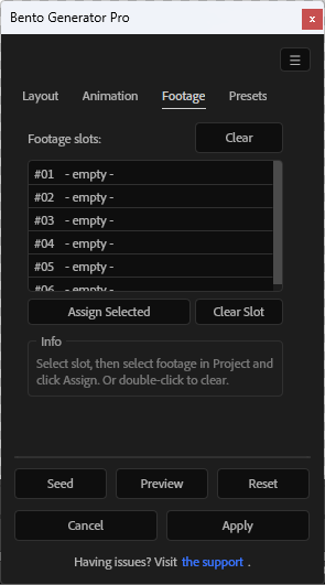 Footage Tab