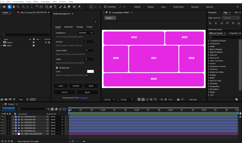 Bento Generator Pro in After Effects